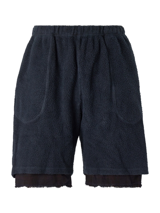 Photo: Les Tien - Straight-Leg Cotton-Fleece Drawstring Shorts - Black