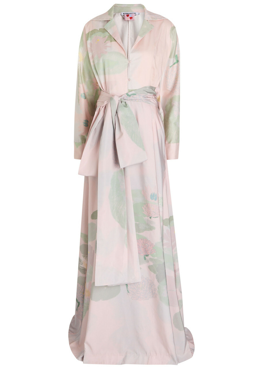 Bernadette Beatrice Printed Stretch-cotton Maxi Shirt Dress Pink