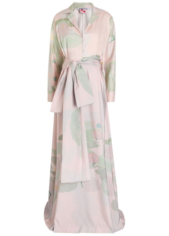 Photo: Bernadette Beatrice Printed Stretch-cotton Maxi Shirt Dress Pink