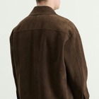 AMI Paris Men's Suede Buttoned Overshirt in Chocolat