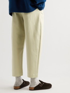 Studio Nicholson - Voli Tapered Cropped Pleated Cotton-Blend Trousers - Neutrals