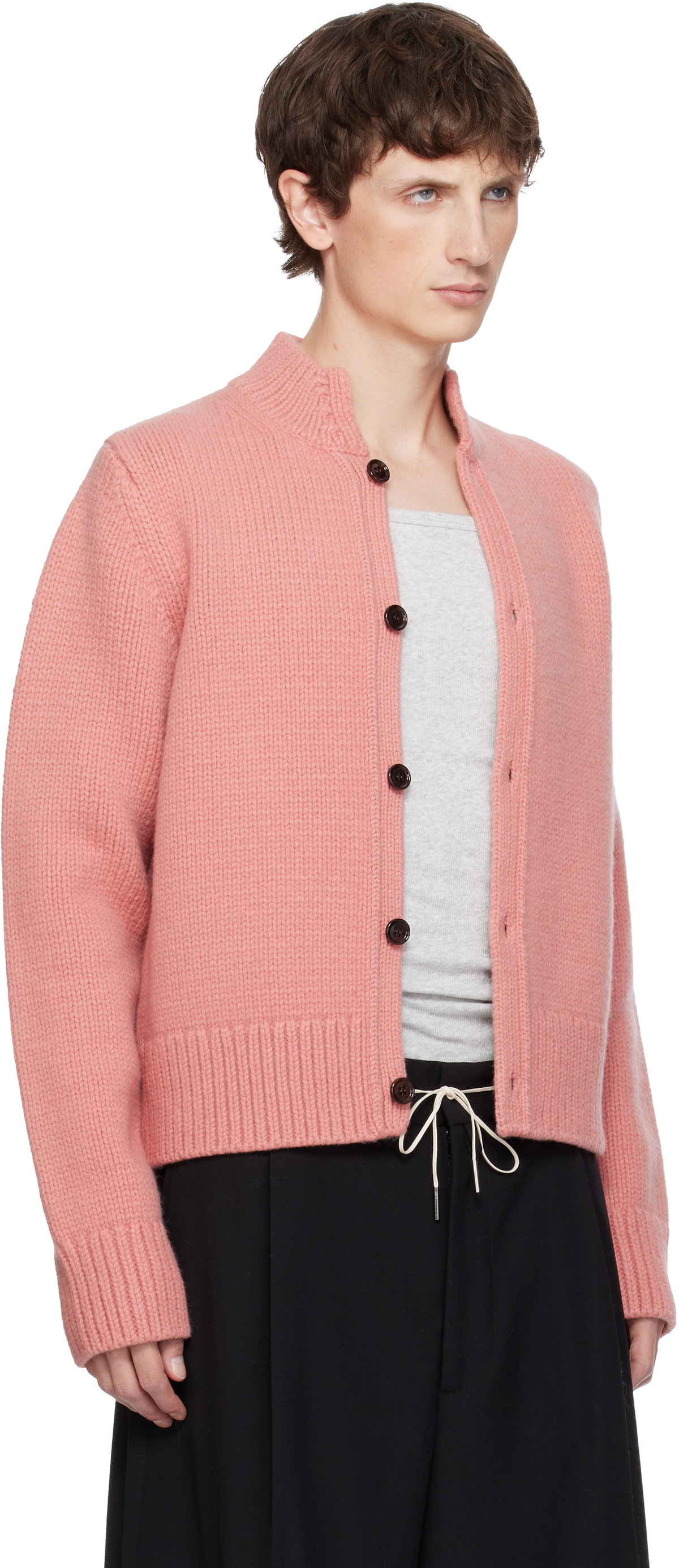 Dries Van Noten Pink Wool & Cashmere Cardigan