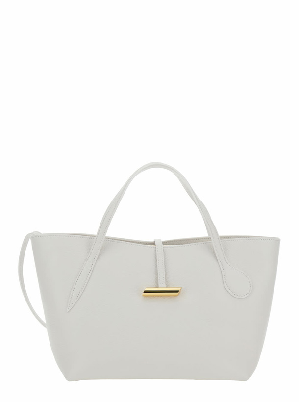 Photo: Little Liffner petite Penne White Tote Bag With Side Pocket In Leather Woman