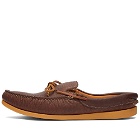 EasyMoc Men's Lace Slip On Boat Shoe in Chocolate Grizzly