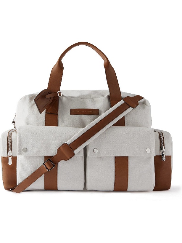 Photo: Brunello Cucinelli - Leather-Trimmed Canvas Holdall