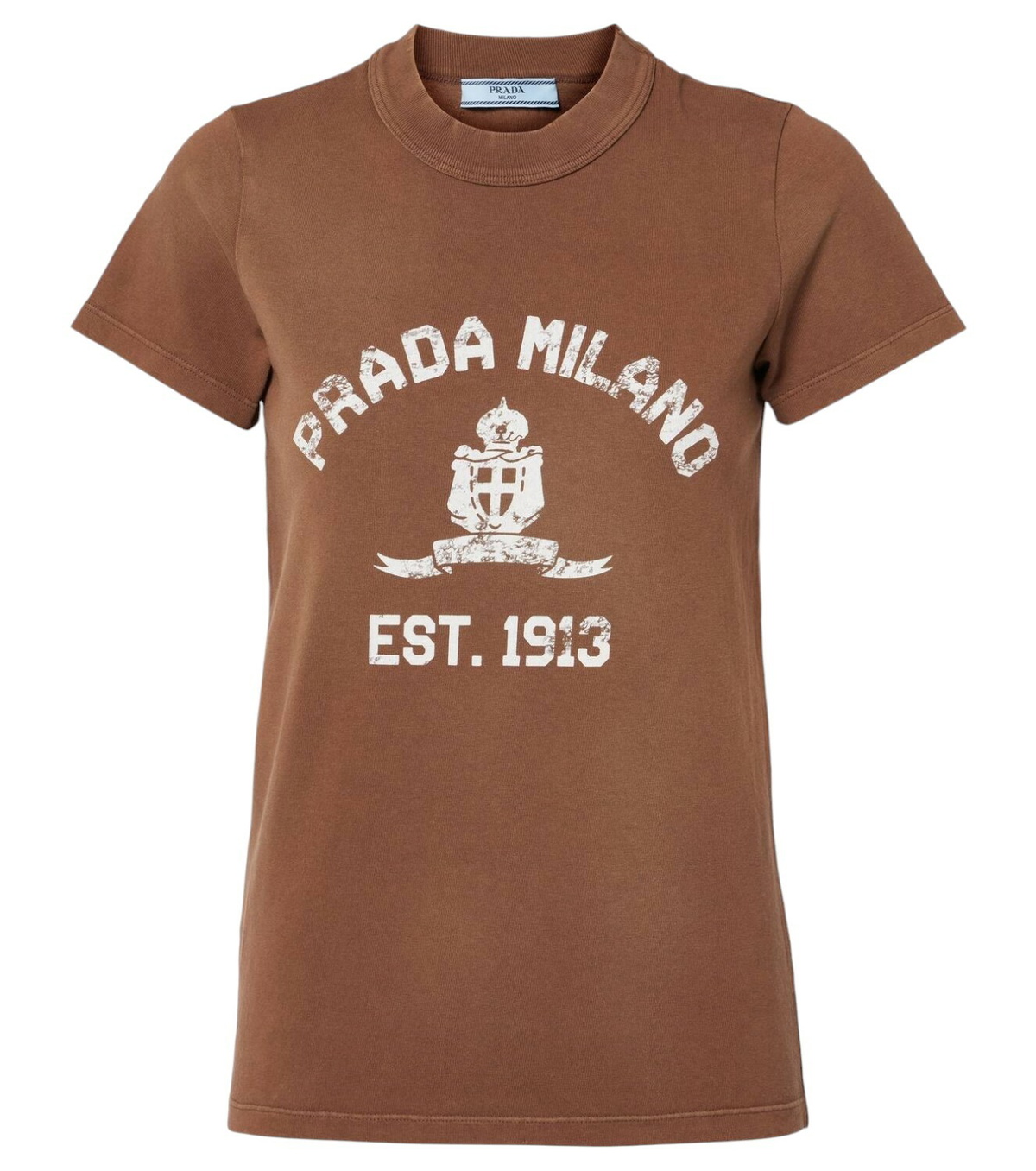 Logo oversized cotton T-shirt in grey - Prada | Mytheresa