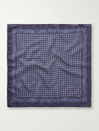 Drake's - Paisley-Print Silk and Wool-Blend Challis Pocket Square - Blue