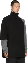 JERIH Black Wool Colorblock Turtleneck