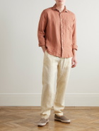 Hartford - Joggy Straight-Leg Linen Drawstring Trousers - Yellow