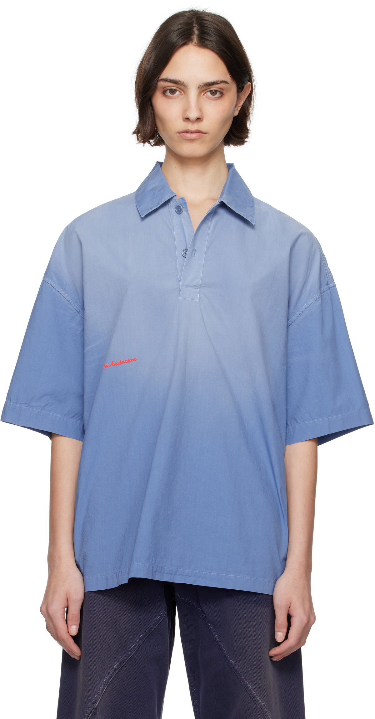 JW Anderson Blue Oversized Polo JW Anderson