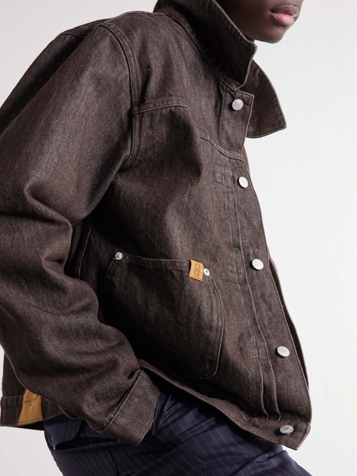 Officine Générale - Vince Pleated Organic Denim Jacket - Brown