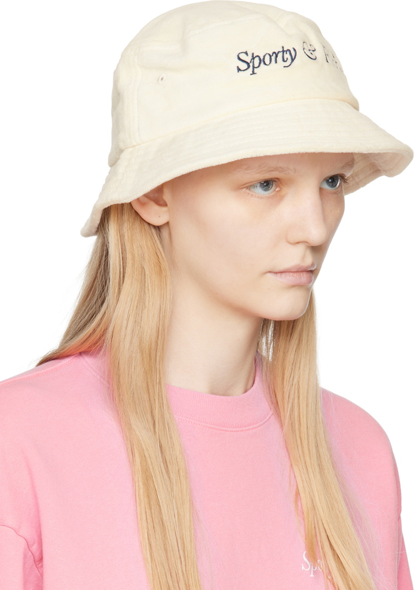 Sporty & Rich Off-White Embroidered Bucket Hat Sporty & Rich