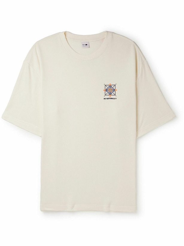 Photo: NN07 - Alan Logo-Embroidered Cotton-Jersey T-Shirt - Neutrals
