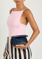 Jacquemus La Petite Pochette Rond Carré Crocodile-effect Leather Clutch - Navy - One Size