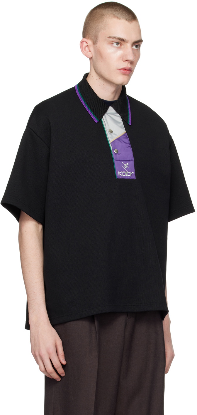 kolor Black Padded Placket Polo