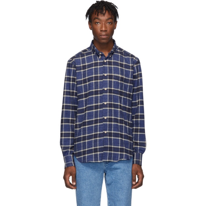 Photo: Naked and Famous Denim Blue Northern Brushed Flannel Easy Shirt