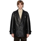 Andersson Bell Black Vegan Leather Raw-Cut Jacket