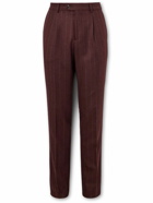 Brunello Cucinelli - Straight-Leg Pinstriped Brushed Wool, Mohair and Cashmere-Blend Suit Trousers - Red