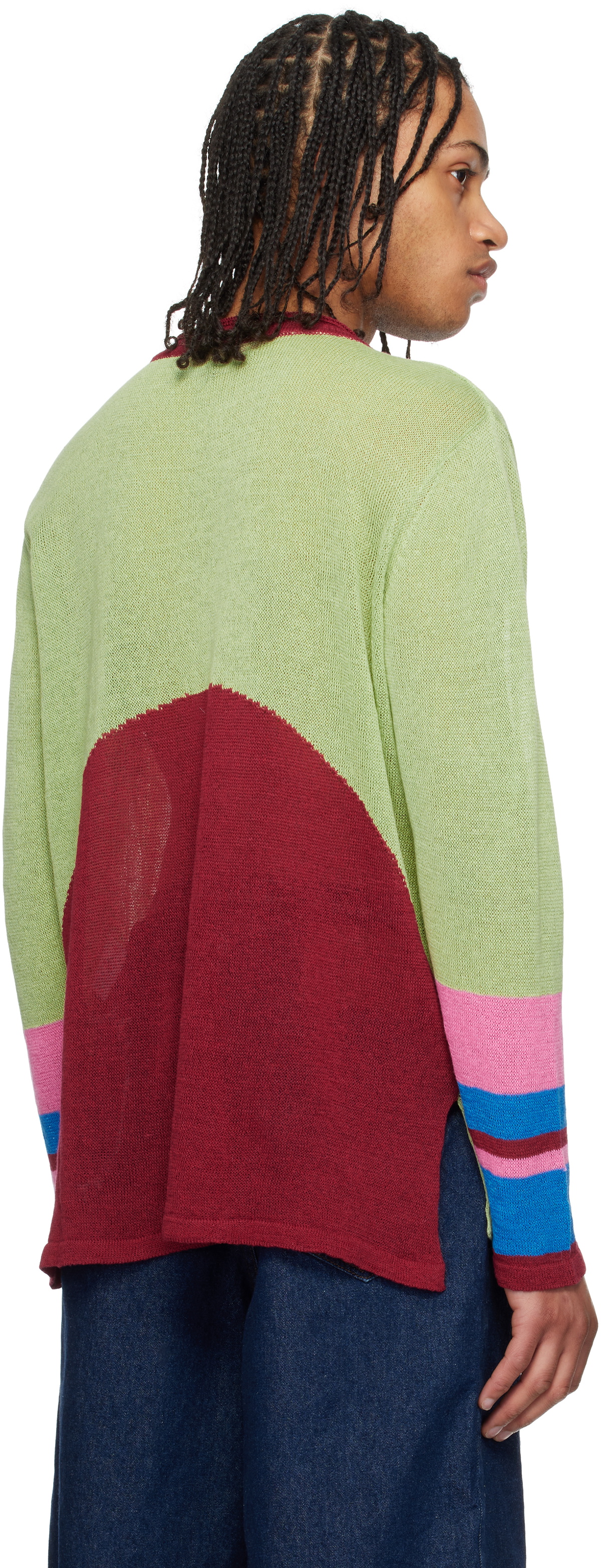トップス EDWARD CUMING HALF MOON LOOSE SWEATER EDWARD CUMING | HALF MOON LOOSE SWEATER / BLUE-BLACK-LIME