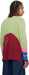 Edward Cuming Green & Red Half Moon Linen Sweater