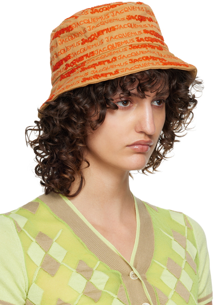 Jacquemus Beige Le Raphia 'Le Bob Bordado' Bucket Hat Jacquemus