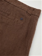 NN07 - Crown 1196 Straight-Leg Linen Shorts - Brown