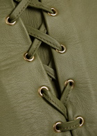 Skiim Lace-up Straight-leg Leather Trousers Khaki