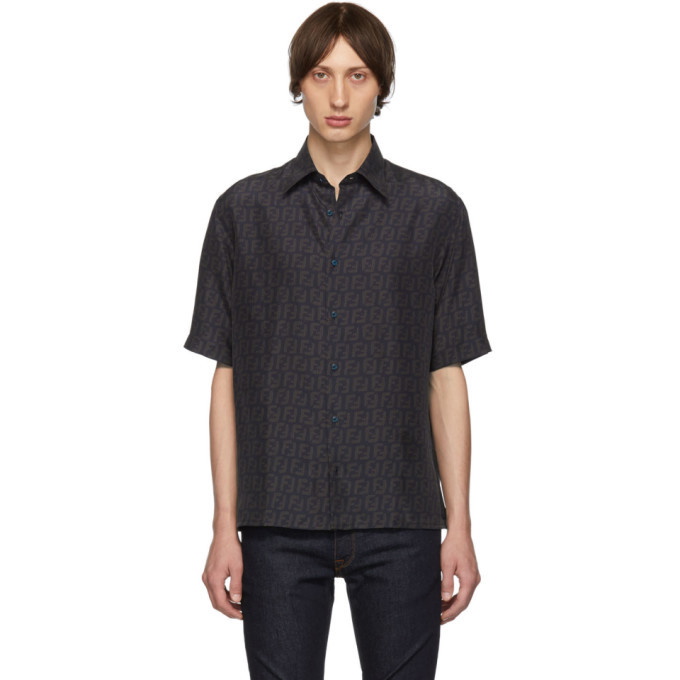 Photo: Fendi Navy Silk FF Shirt