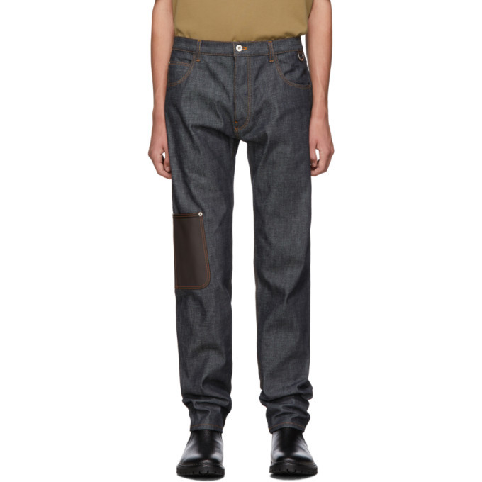 Photo: Loewe Blue Leather Patch Pocket Jeans