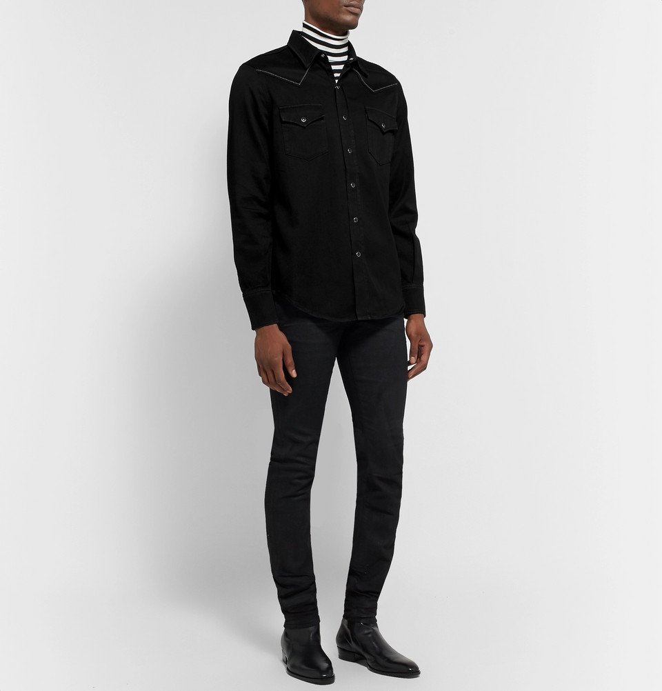 Saint Laurent - Slim-Fit Embroidered Cotton-Twill Western Shirt