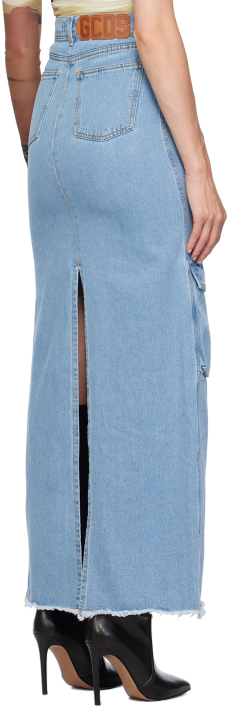 GCDS Blue Ultracargo Maxi Skirt