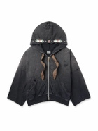 KAPITAL - Embelished Distressed Cotton-Jersey Zip-Up Hoodie