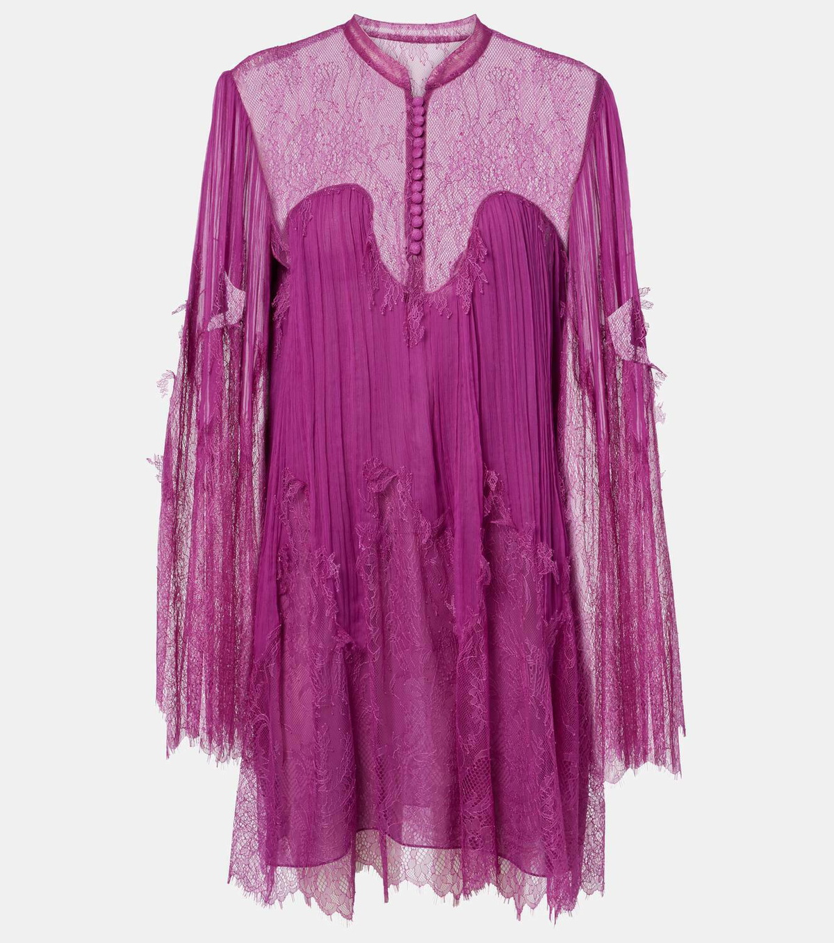 Costarellos Jorie lace-trimmed silk-blend blouse