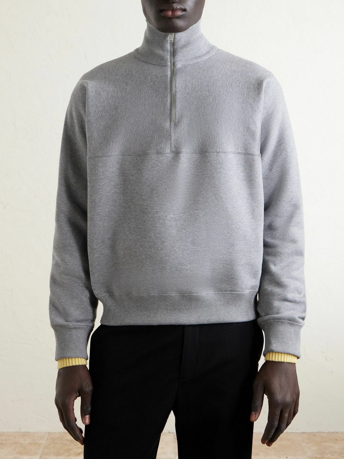 Jil Sander - Cotton-Jersey Half-Zip Sweatshirt - Gray Jil Sander