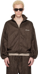 Fear of God ESSENTIALS Brown Faux-Suede Fleece Signature Modern Track Jacket