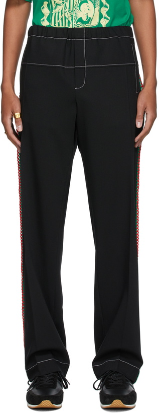 Photo: Wales Bonner Black Virgin Wool Kingston Pyjama Trousers