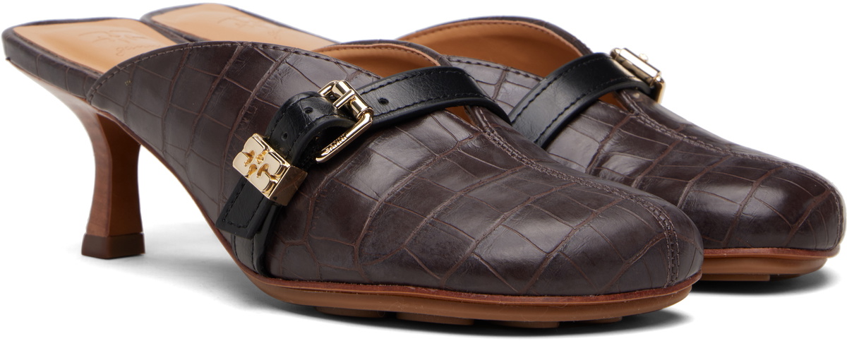 GANNI Brown Sue Mule Heels