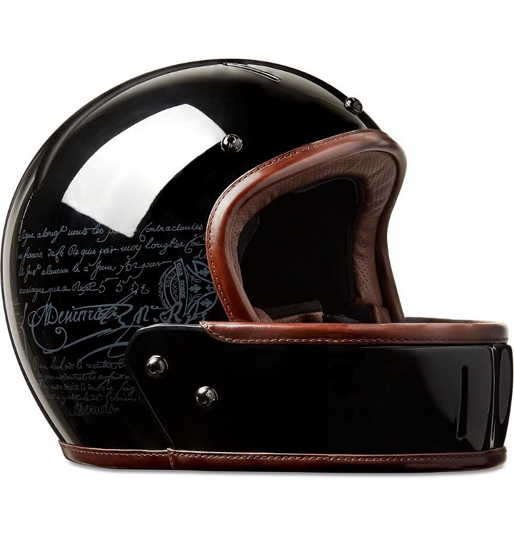 Photo: Berluti - Leather-Trimmed Carbon Fibre Motorcycle Helmet - Men - Brown