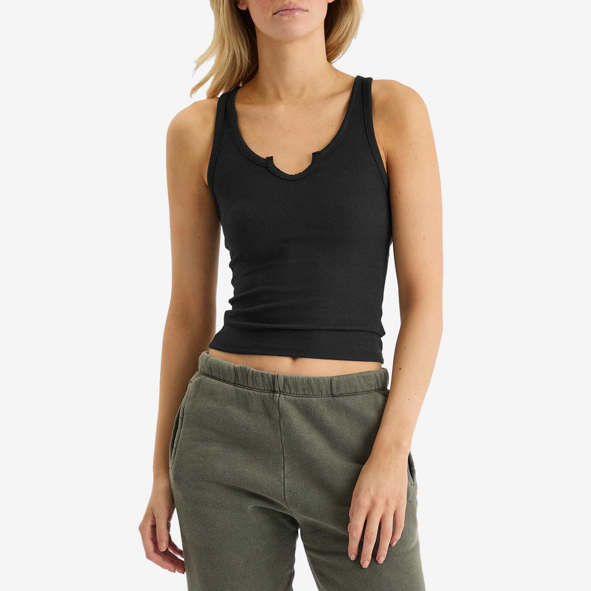 Joah Brown Women's Henley Tank Top in Vintage Black