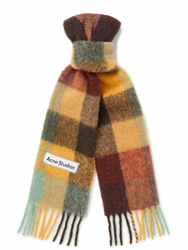 Photo: Acne Studios - Vally Fringed Checked Knitted Scarf