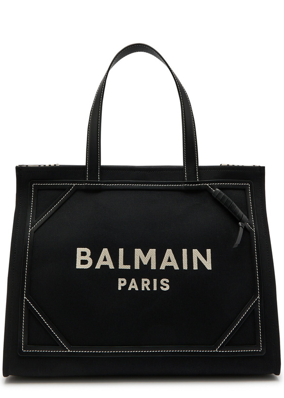 Photo: Balmain B-Army Medium Logo Canvas Tote - Black - One Size
