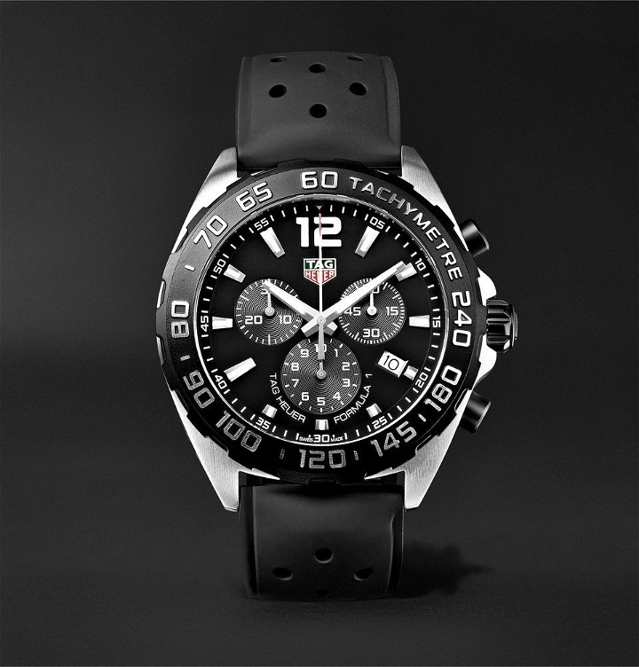 Photo: TAG Heuer - Formula 1 Chronograph 43mm Stainless Steel and Rubber Watch - Black