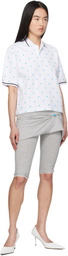 Ashley Williams White Polka-Dot Polo