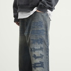 Balenciaga Men's Patch Logo Baggy Jeans in Dirty Grey/Light Bl