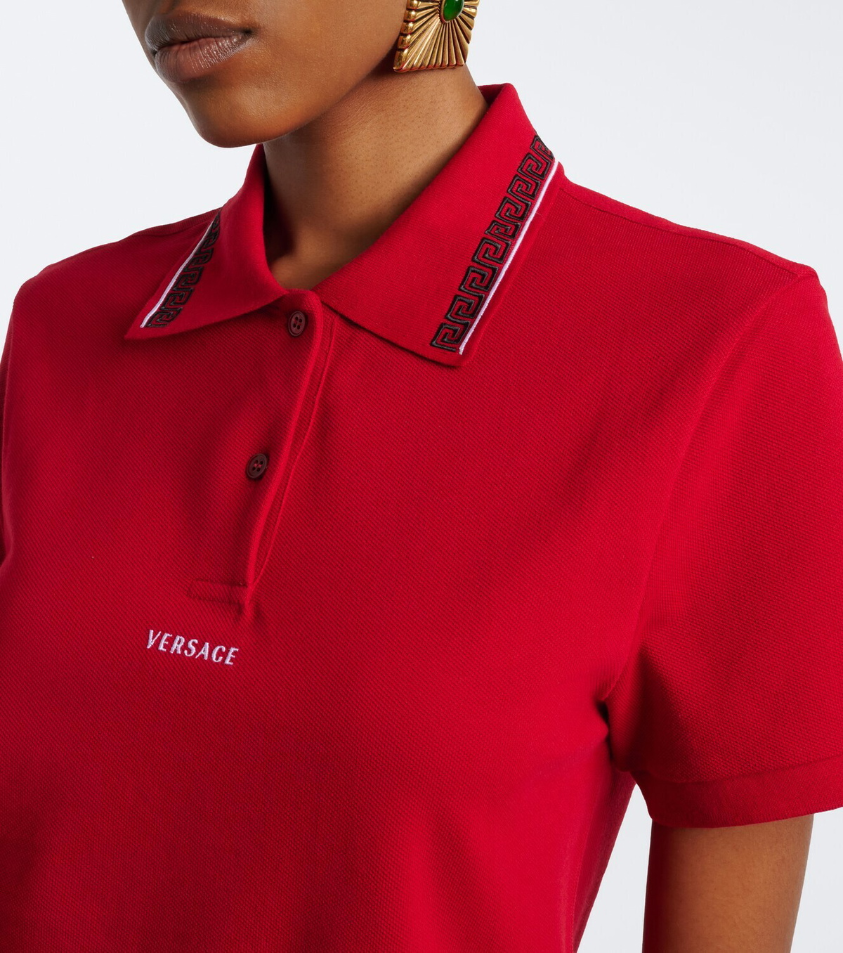 Versace Greca cotton piqué polo shirt