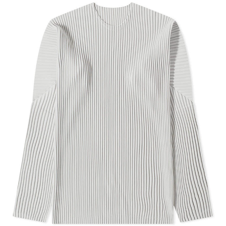 Photo: Homme Plissé Issey Miyake Men's Long Sleeve Pleated T-Shirt in Light Grey
