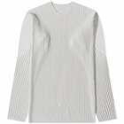 Homme Plissé Issey Miyake Men's Long Sleeve Pleated T-Shirt in Light Grey