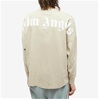 Palm Angels Men's Long Sleeve Logo Mock Neck T-Shirt in Beige/White