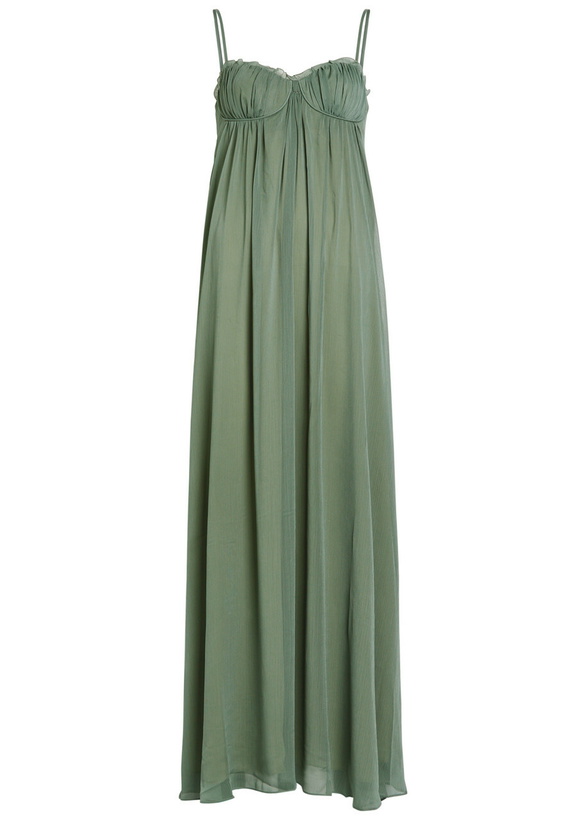 princess polly baby blue dress Reformation Gavin Open-Back Midi Dress Green Crepe Size 8 – Celebrity Owned main image 1