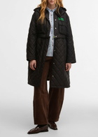 Barbour X Ganni Quilted Peplum Shell Coat Black